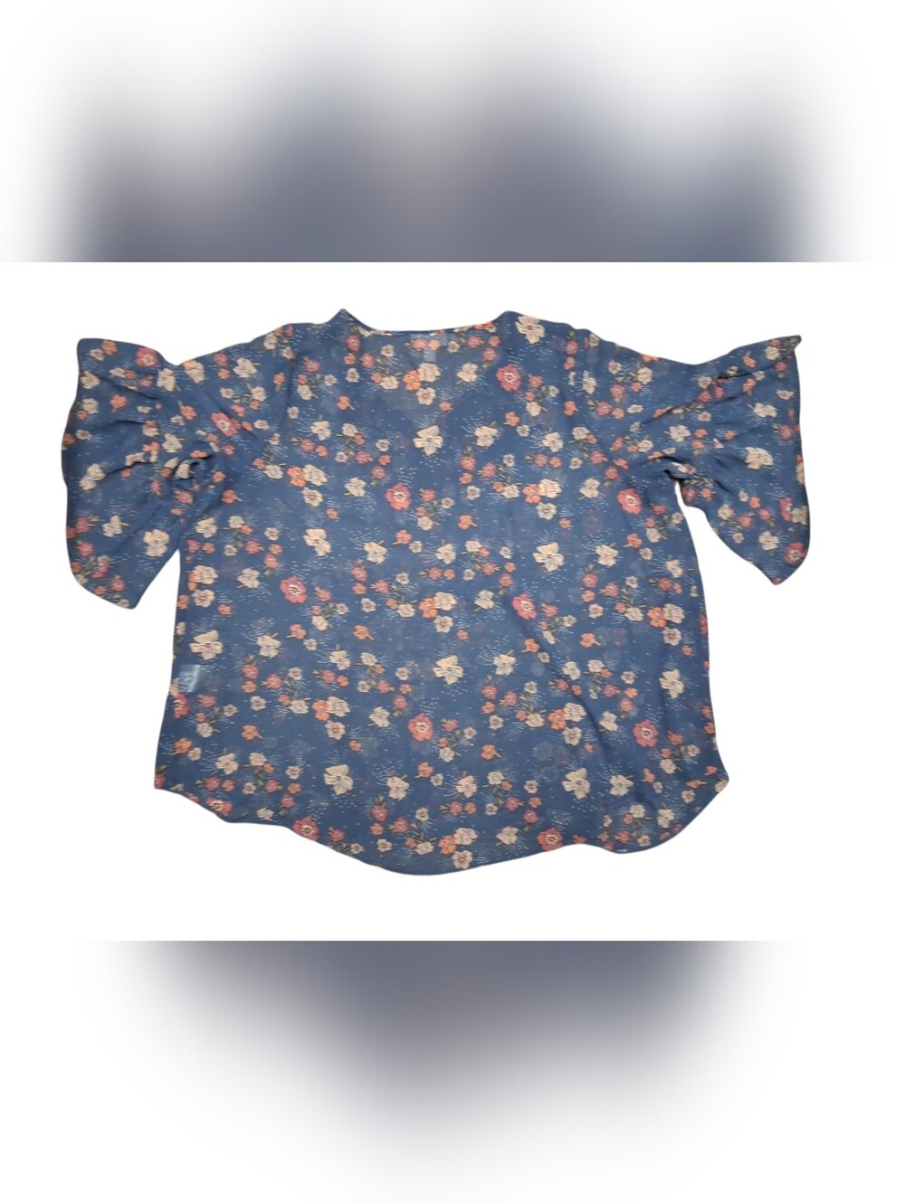 Style & Co Sheer Blouse With Bell Ruffled Sleeves VGUC Size 2X